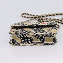 CHANEL Checker Flag Chain Shoulder Bag Canvas Beige Gold CC Auth 197010SAM-5