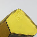 LOEWE Puzzle Card Case Leather Brown Silver Auth 197014A-18