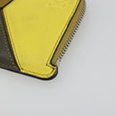 LOEWE Puzzle Card Case Leather Brown Silver Auth 197014A-14