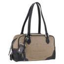 PRADA Tote Bag Canvas Beige Silver Auth 197022A-1