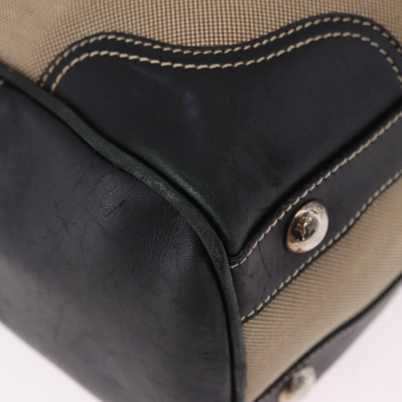 PRADA Tote Bag Canvas Beige Silver Auth 197022A