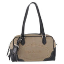 PRADA Tote Bag Canvas Beige Silver Auth 197022A-2