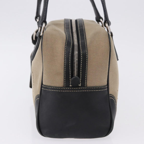 PRADA Tote Bag Canvas Beige Silver Auth 197022A