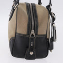 PRADA Tote Bag Canvas Beige Silver Auth 197022A-5