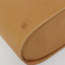 Salvatore Ferragamo Gancini Hand Bag Leather 2way Beige Silver Auth 197027-11