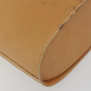 Salvatore Ferragamo Gancini Hand Bag Leather 2way Beige Silver Auth 197027-13