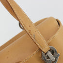 Salvatore Ferragamo Gancini Hand Bag Leather 2way Beige Silver Auth 197027-15