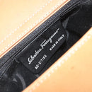 Salvatore Ferragamo Gancini Hand Bag Leather 2way Beige Silver Auth 197027-17
