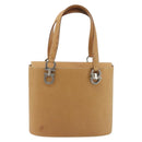 Salvatore Ferragamo Gancini Hand Bag Leather 2way Beige Silver Auth 197027-2
