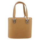 Salvatore Ferragamo Gancini Hand Bag Leather 2way Beige Silver Auth 197027-3