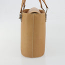 Salvatore Ferragamo Gancini Hand Bag Leather 2way Beige Silver Auth 197027-4