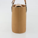 Salvatore Ferragamo Gancini Hand Bag Leather 2way Beige Silver Auth 197027-5