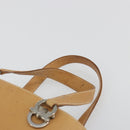 Salvatore Ferragamo Gancini Hand Bag Leather 2way Beige Silver Auth 197027-8