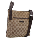 GUCCI GG Canvas Shoulder Bag Beige Silver 122793 Auth 197038-1
