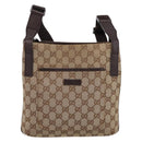 GUCCI GG Canvas Shoulder Bag Beige Silver 122793 Auth 197038-2
