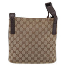 GUCCI GG Canvas Shoulder Bag Beige Silver 122793 Auth 197038-3