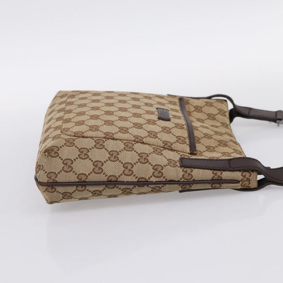 GUCCI GG Canvas Shoulder Bag Beige Silver 122793 Auth 197038