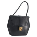 CELINE Hand Bag Leather Black Gold Auth 197040-1