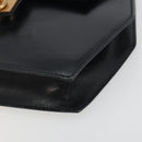 CELINE Hand Bag Leather Black Gold Auth 197040-8