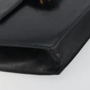 CELINE Hand Bag Leather Black Gold Auth 197040-15