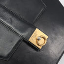 CELINE Hand Bag Leather Black Gold Auth 197040-18