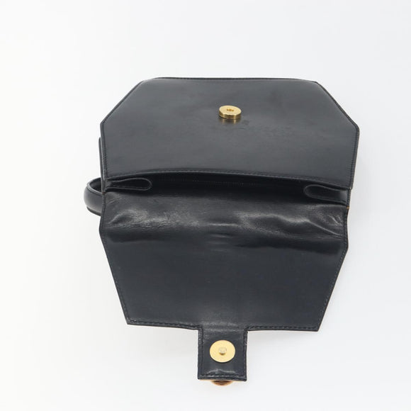 CELINE Hand Bag Leather Black Gold Auth 197040