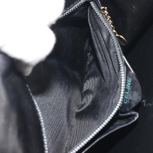 CELINE Hand Bag Leather Black Gold Auth 197040