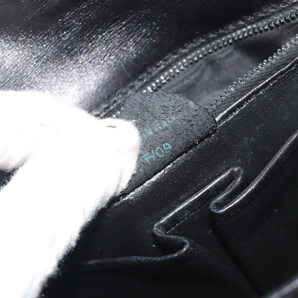 CELINE Hand Bag Leather Black Gold Auth 197040