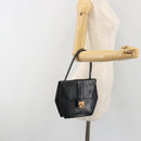 CELINE Hand Bag Leather Black Gold Auth 197040-25