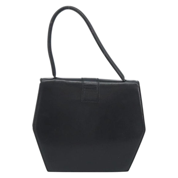CELINE Hand Bag Leather Black Gold Auth 197040