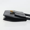 CELINE Hand Bag Leather Black Gold Auth 197040-3