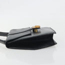 CELINE Hand Bag Leather Black Gold Auth 197040-4