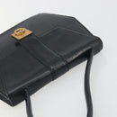 CELINE Hand Bag Leather Black Gold Auth 197040-6