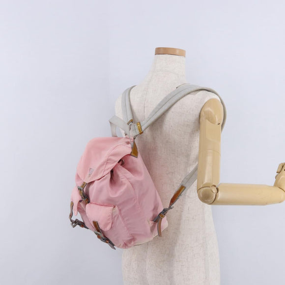 PRADA Backpack Nylon Pink Silver Auth 197051