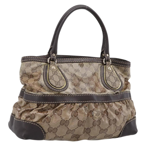 GUCCI GG Canvas GG crystal Hand Bag Coated Canvas Beige Gold 223964 Auth 197056