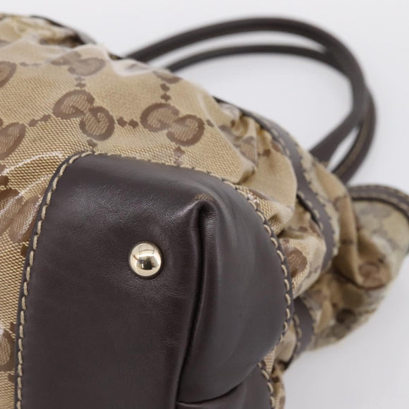 GUCCI GG Canvas GG crystal Hand Bag Coated Canvas Beige Gold 223964 Auth 197056