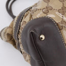 GUCCI GG Canvas GG crystal Hand Bag Coated Canvas Beige Gold 223964 Auth 197056-11