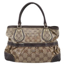 GUCCI GG Canvas GG crystal Hand Bag Coated Canvas Beige Gold 223964 Auth 197056-3