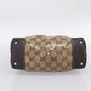 GUCCI GG Canvas GG crystal Hand Bag Coated Canvas Beige Gold 223964 Auth 197056-9