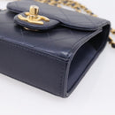 CHANEL Mini Matelasse Chain Pearl Bag Goatskin Navy Gold CC Auth 197060SAM-10