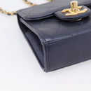 CHANEL Mini Matelasse Chain Pearl Bag Goatskin Navy Gold CC Auth 197060SAM-11