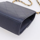CHANEL Mini Matelasse Chain Pearl Bag Goatskin Navy Gold CC Auth 197060SAM-12