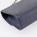 CHANEL Mini Matelasse Chain Pearl Bag Goatskin Navy Gold CC Auth 197060SAM-13