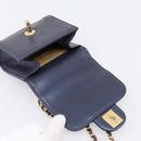 CHANEL Mini Matelasse Chain Pearl Bag Goatskin Navy Gold CC Auth 197060SAM-15