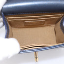 CHANEL Mini Matelasse Chain Pearl Bag Goatskin Navy Gold CC Auth 197060SAM-17