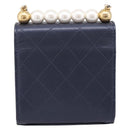 CHANEL Mini Matelasse Chain Pearl Bag Goatskin Navy Gold CC Auth 197060SAM-3