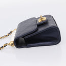 CHANEL Mini Matelasse Chain Pearl Bag Goatskin Navy Gold CC Auth 197060SAM-4