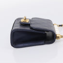CHANEL Mini Matelasse Chain Pearl Bag Goatskin Navy Gold CC Auth 197060SAM-5
