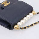 CHANEL Mini Matelasse Chain Pearl Bag Goatskin Navy Gold CC Auth 197060SAM-6