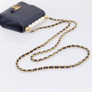 CHANEL Mini Matelasse Chain Pearl Bag Goatskin Navy Gold CC Auth 197060SAM-7